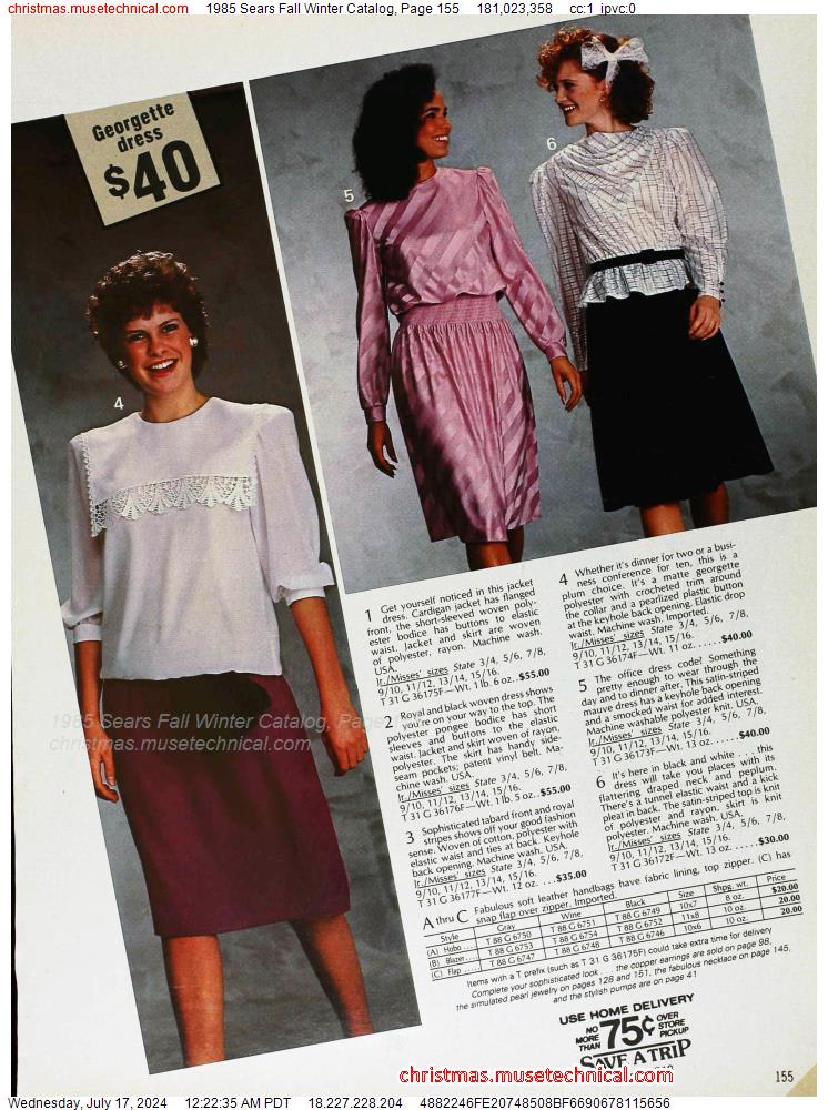 1985 Sears Fall Winter Catalog, Page 155