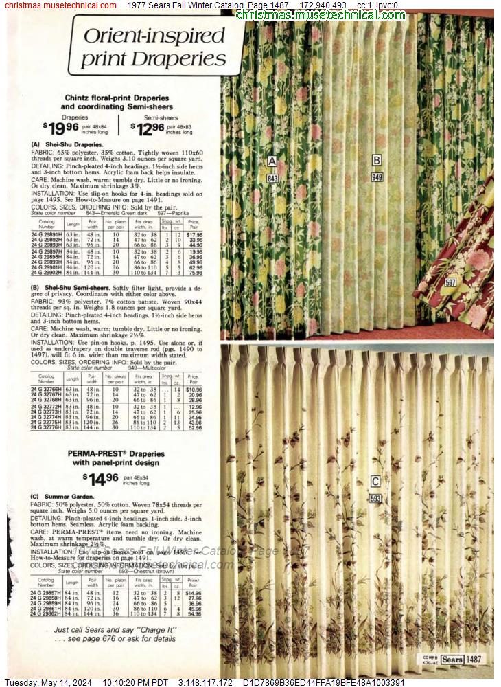 1977 Sears Fall Winter Catalog, Page 1487