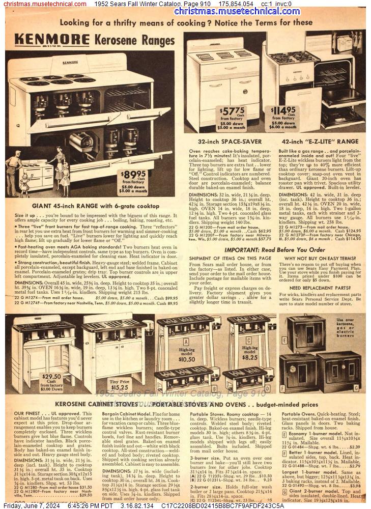 1952 Sears Fall Winter Catalog, Page 910