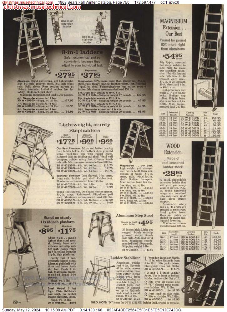 1968 Sears Fall Winter Catalog, Page 750