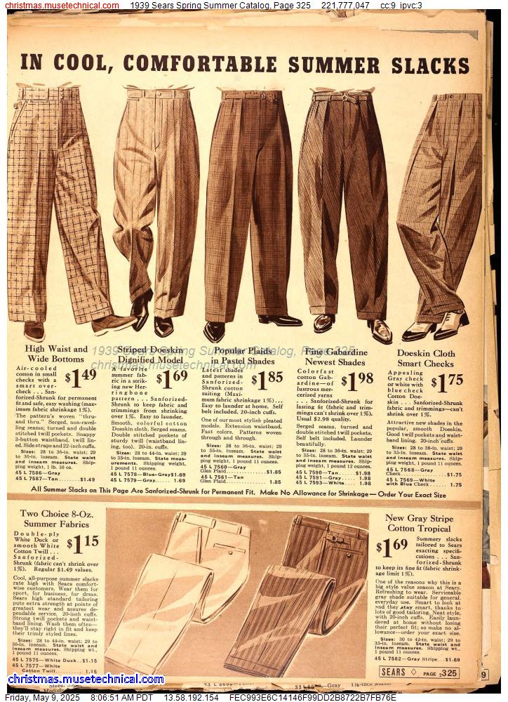 1939 Sears Spring Summer Catalog, Page 325