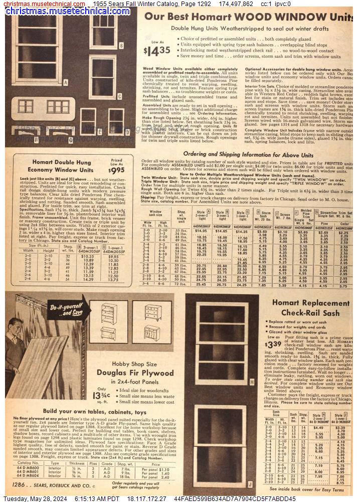 1955 Sears Fall Winter Catalog, Page 1292
