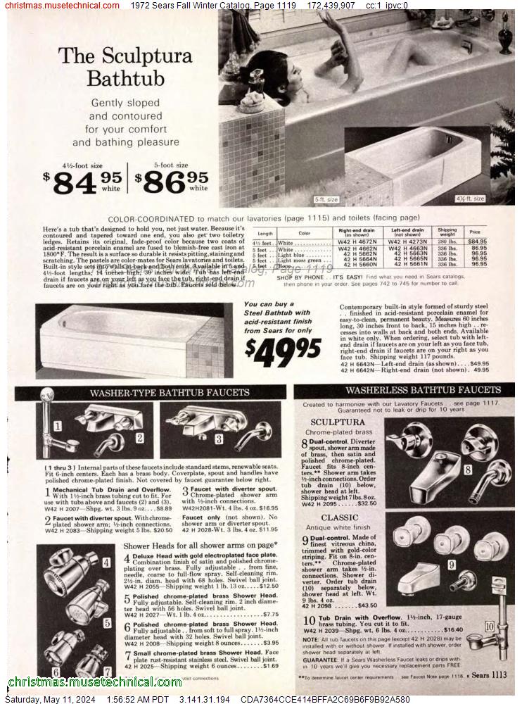1972 Sears Fall Winter Catalog, Page 1119