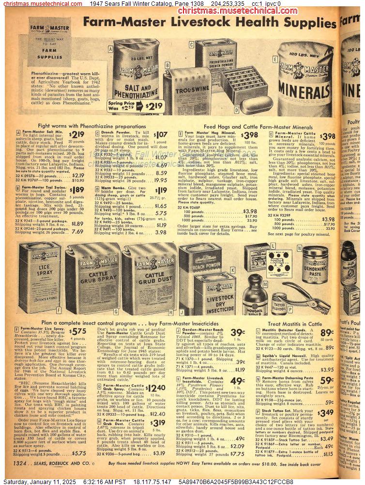 1947 Sears Fall Winter Catalog, Page 1308