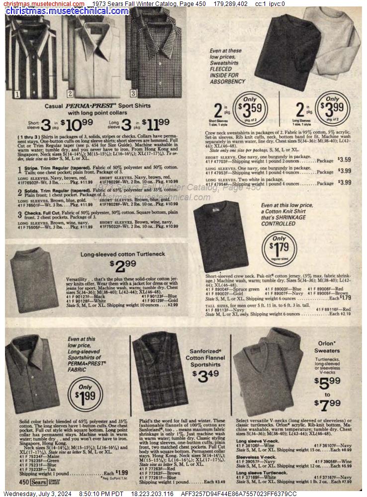 1973 Sears Fall Winter Catalog, Page 450