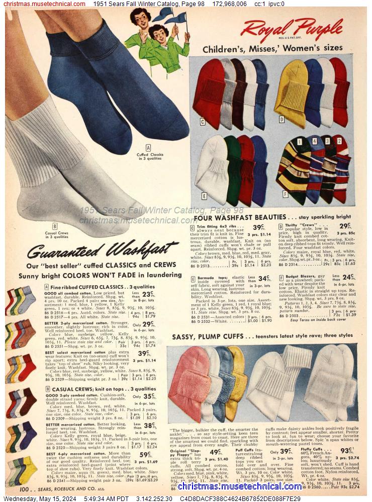 1951 Sears Fall Winter Catalog, Page 98