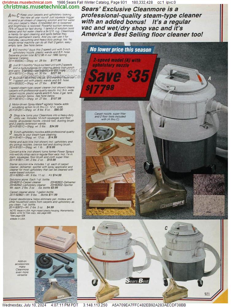 1986 Sears Fall Winter Catalog, Page 931