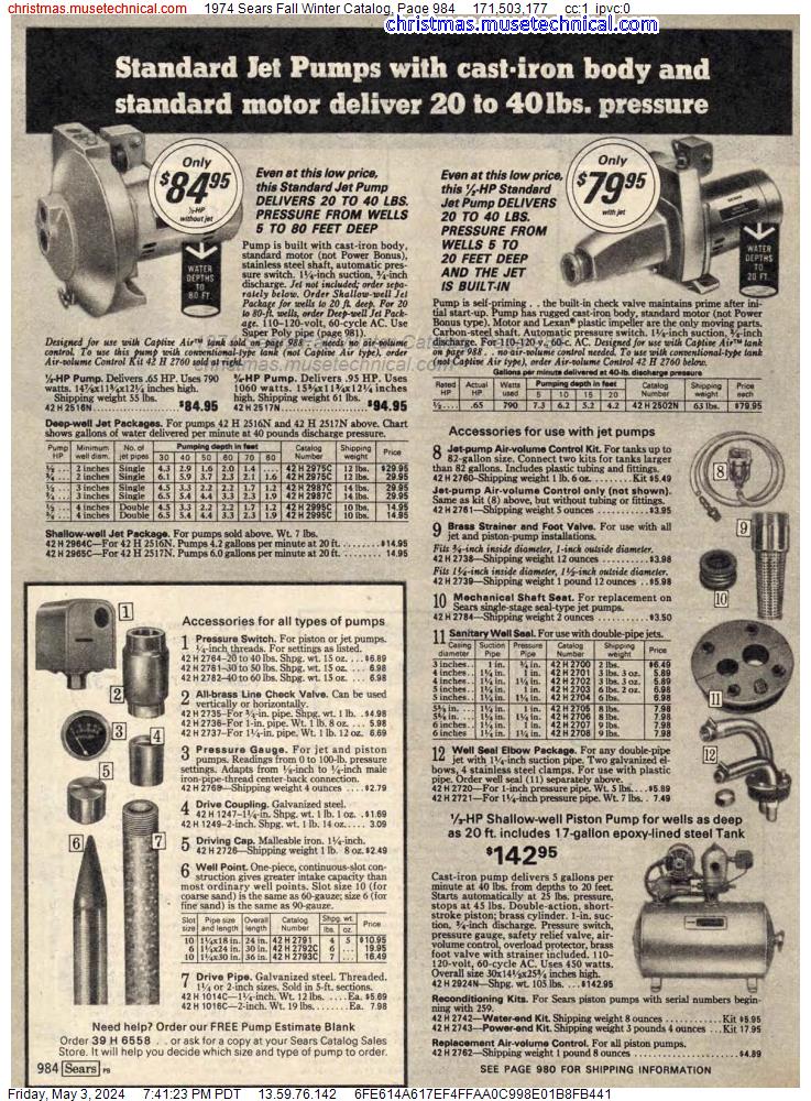 1974 Sears Fall Winter Catalog, Page 984