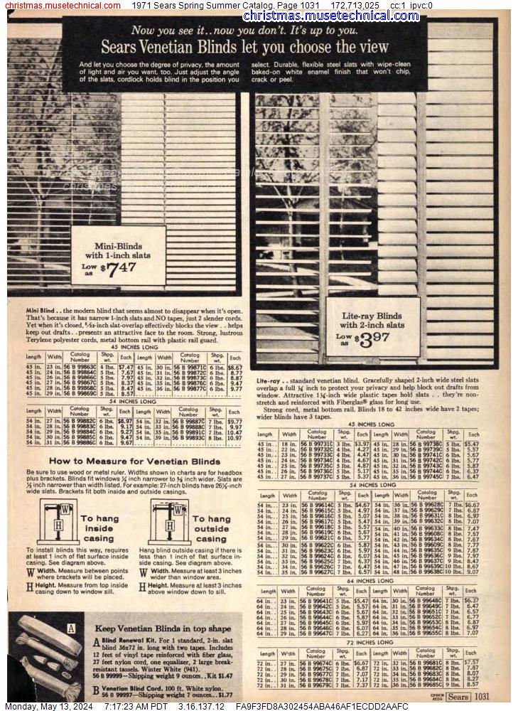 1971 Sears Spring Summer Catalog, Page 1031