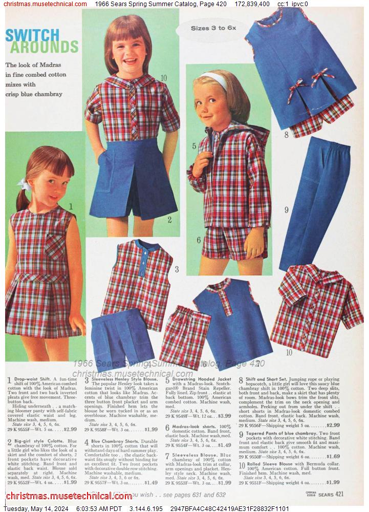 1966 Sears Spring Summer Catalog, Page 420