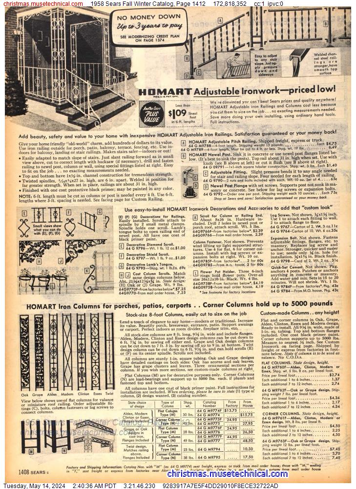 1958 Sears Fall Winter Catalog, Page 1412