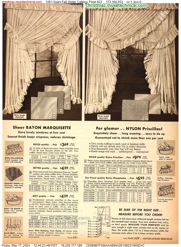 1951 Sears Fall Winter Catalog, Page 623