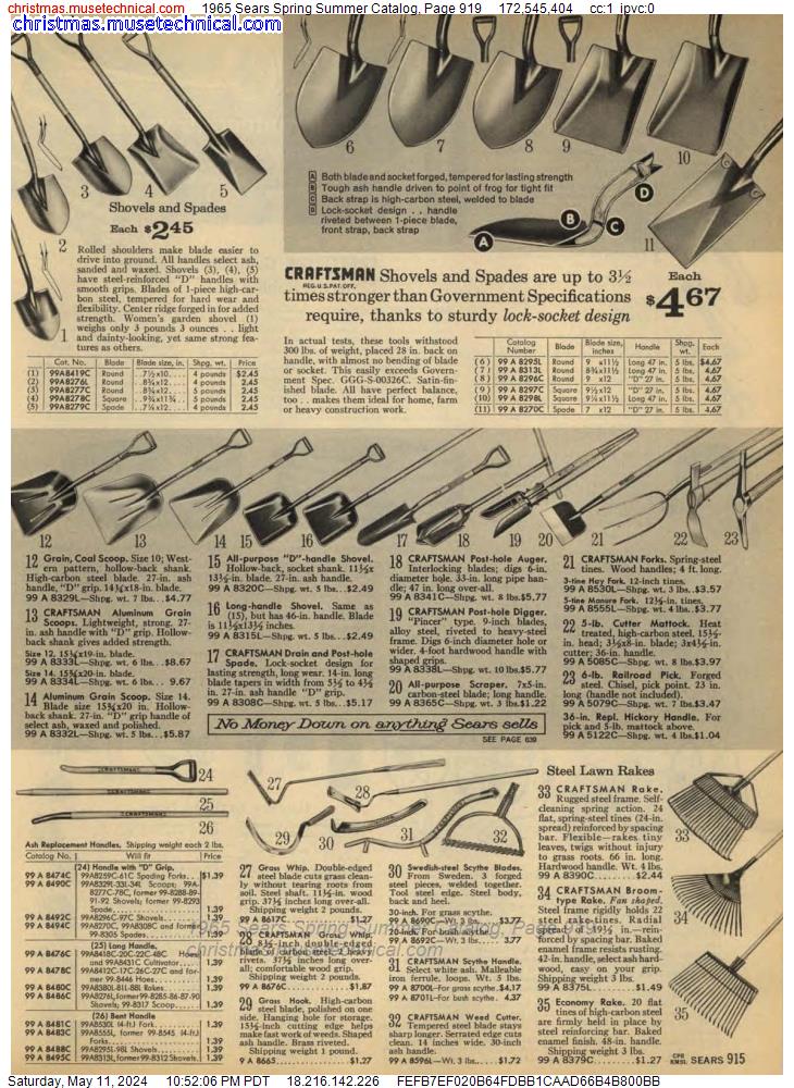 1965 Sears Spring Summer Catalog, Page 919