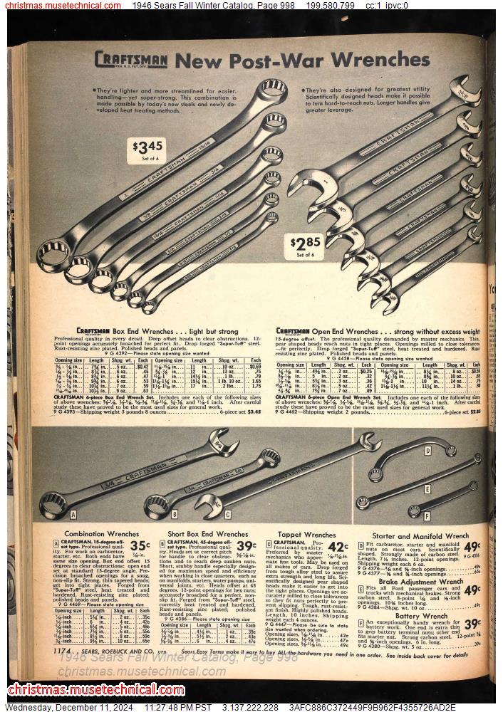 1946 Sears Fall Winter Catalog, Page 998