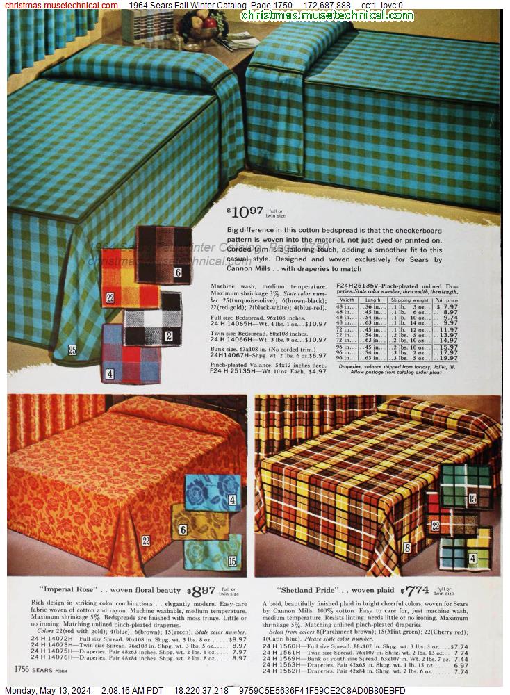 1964 Sears Fall Winter Catalog, Page 1750