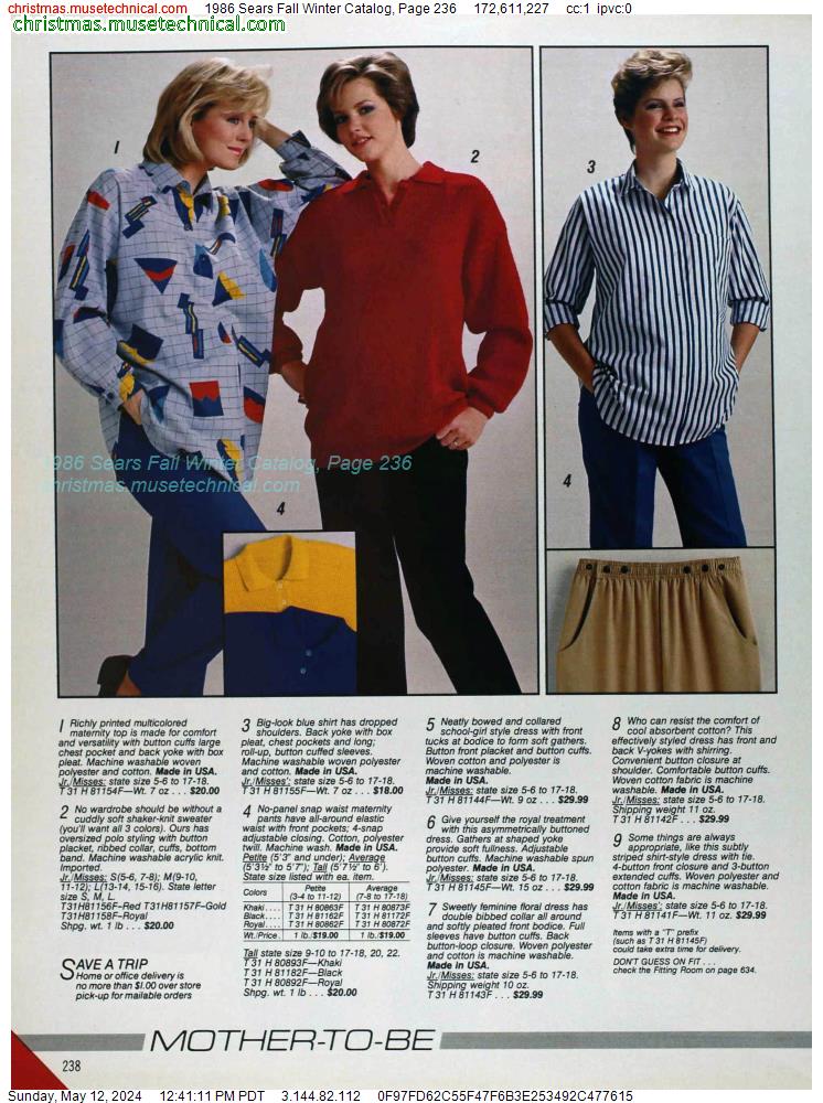1986 Sears Fall Winter Catalog, Page 236