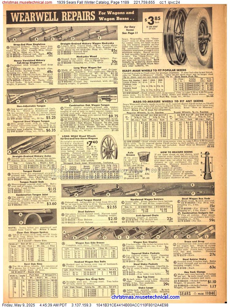 1939 Sears Fall Winter Catalog, Page 1189