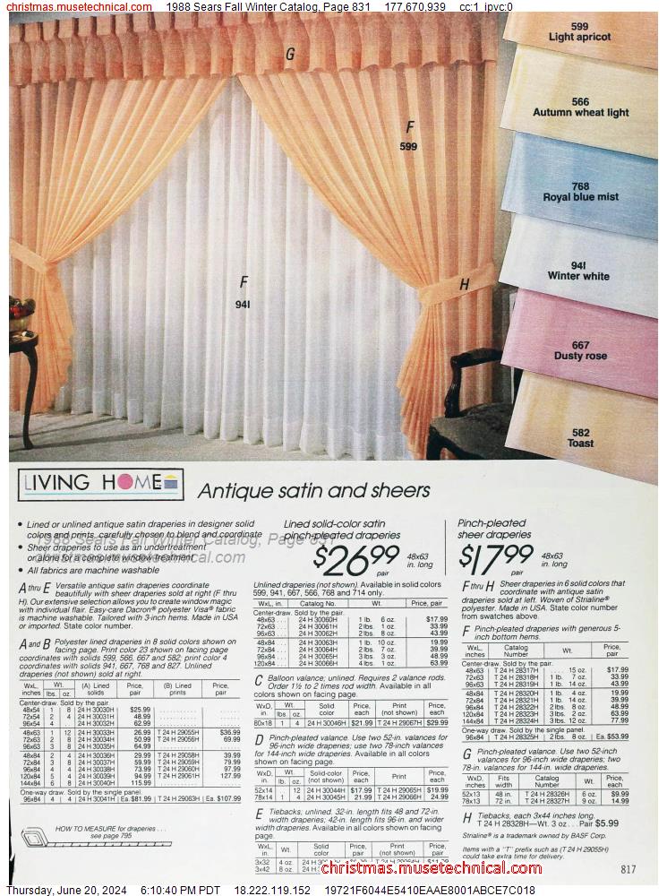 1988 Sears Fall Winter Catalog, Page 831