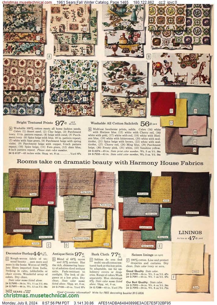 1961 Sears Fall Winter Catalog, Page 1465