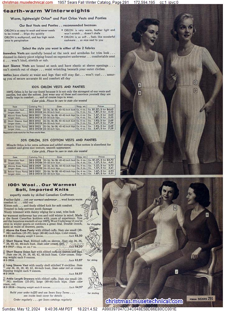 1957 Sears Fall Winter Catalog, Page 291