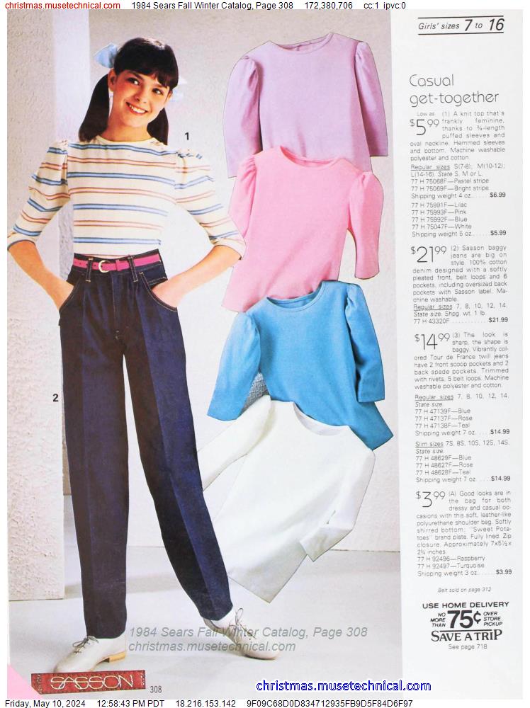 1984 Sears Fall Winter Catalog, Page 308