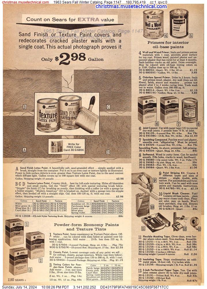 1963 Sears Fall Winter Catalog, Page 1147