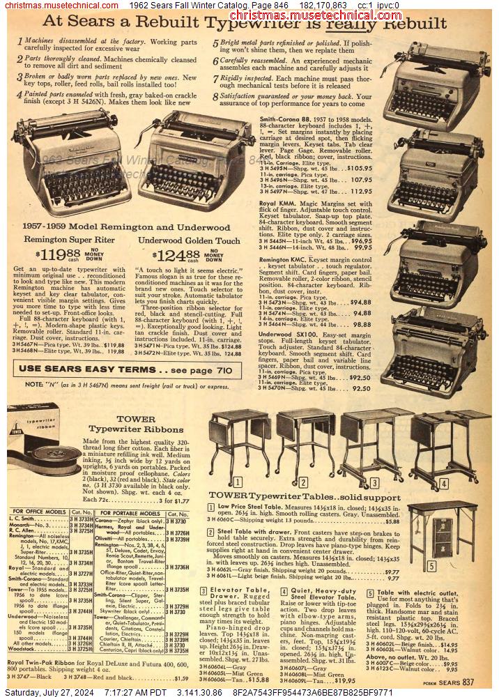 1962 Sears Fall Winter Catalog, Page 846
