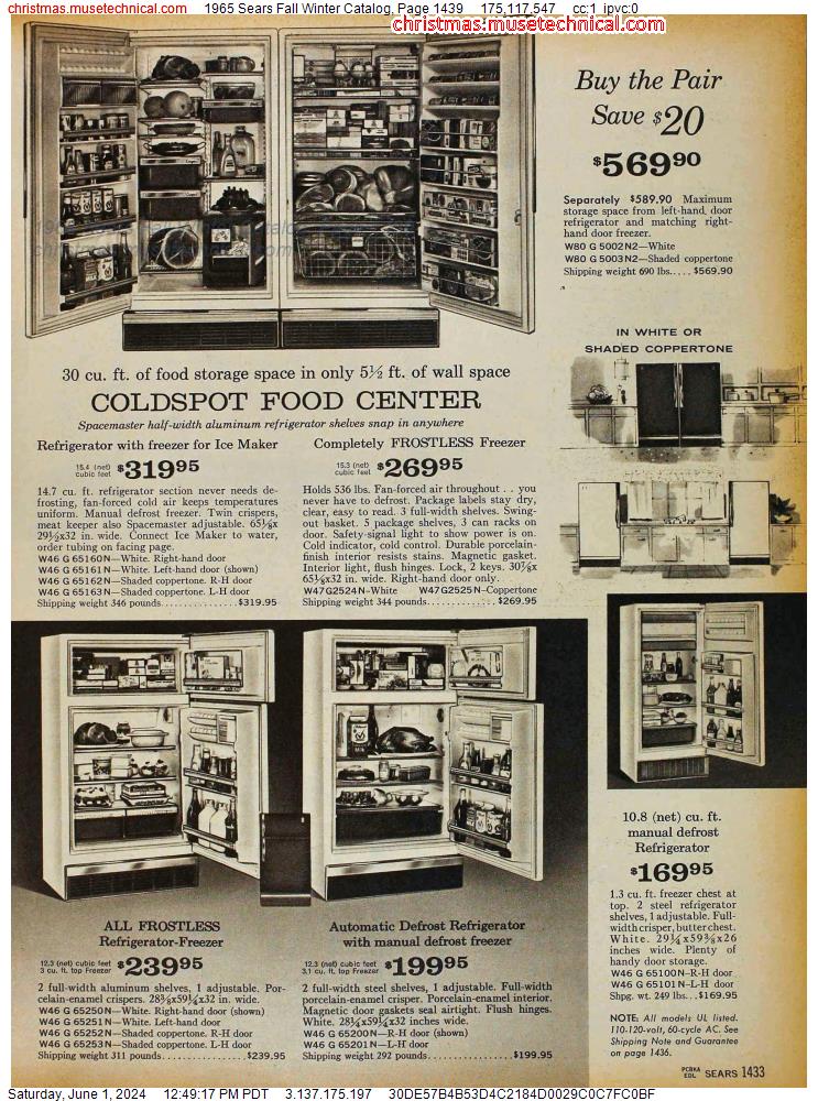 1965 Sears Fall Winter Catalog, Page 1439