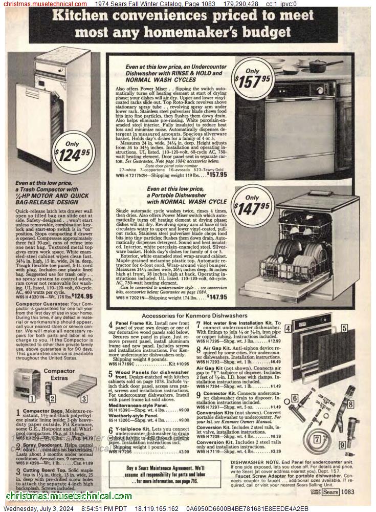 1974 Sears Fall Winter Catalog, Page 1083