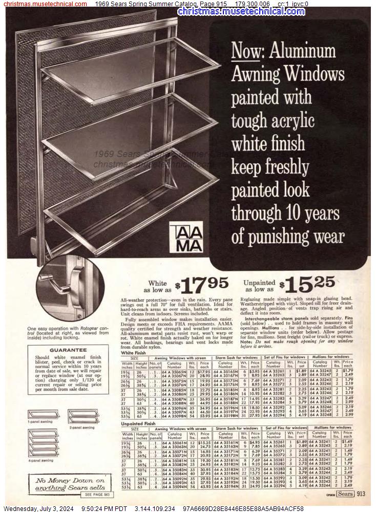 1969 Sears Spring Summer Catalog, Page 915