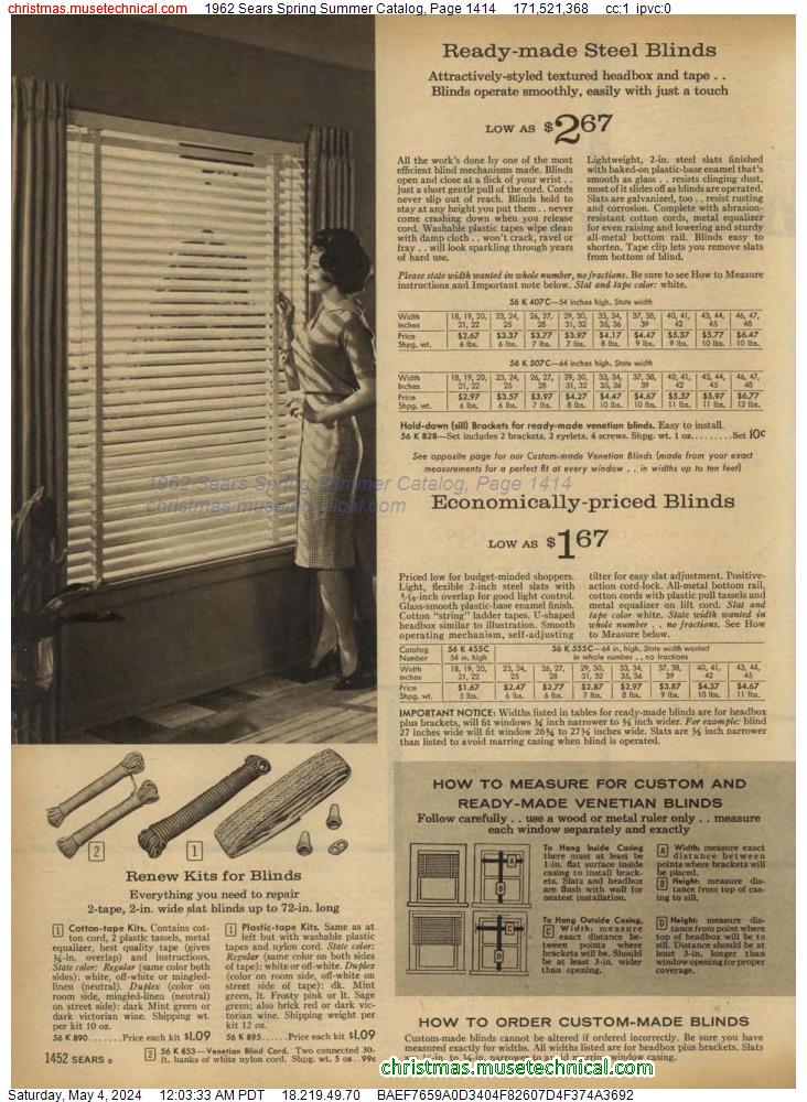 1962 Sears Spring Summer Catalog, Page 1414