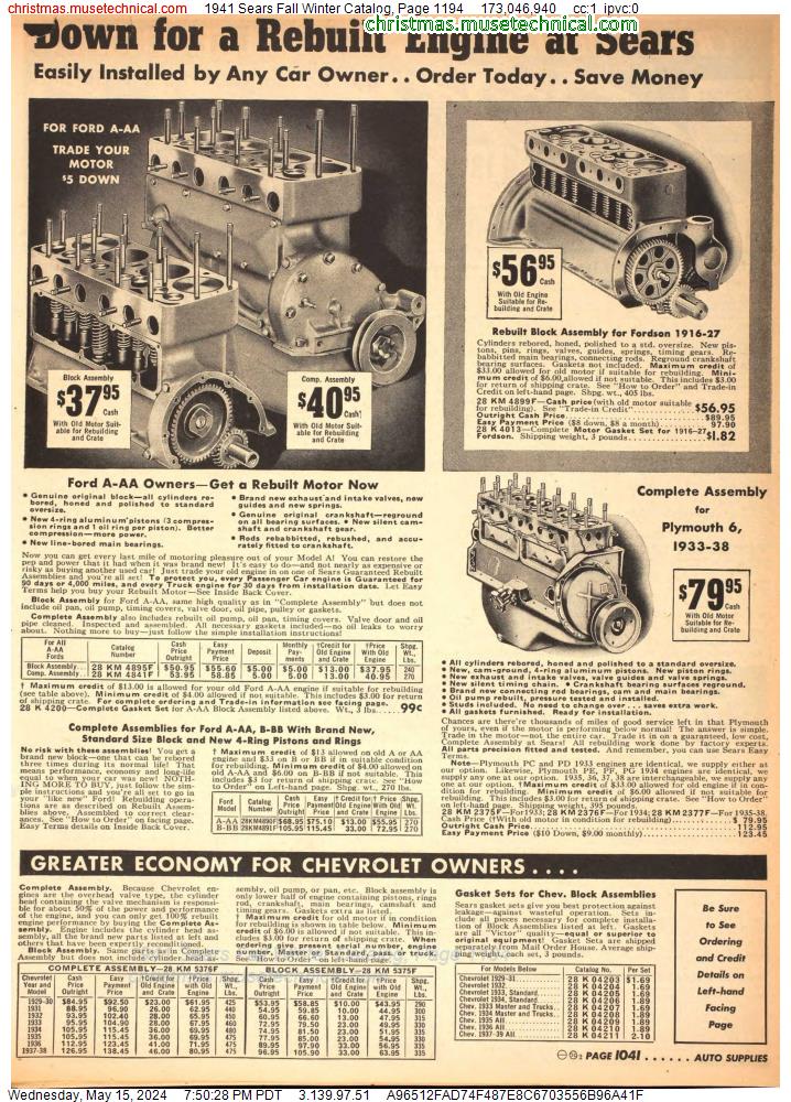 1941 Sears Fall Winter Catalog, Page 1194