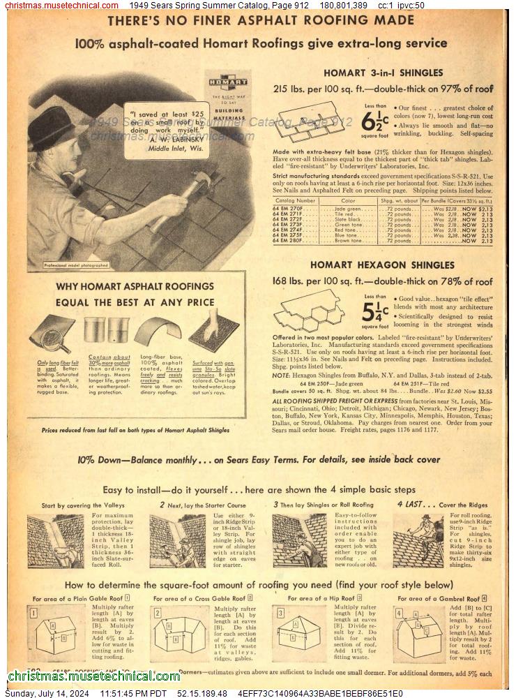 1949 Sears Spring Summer Catalog, Page 912