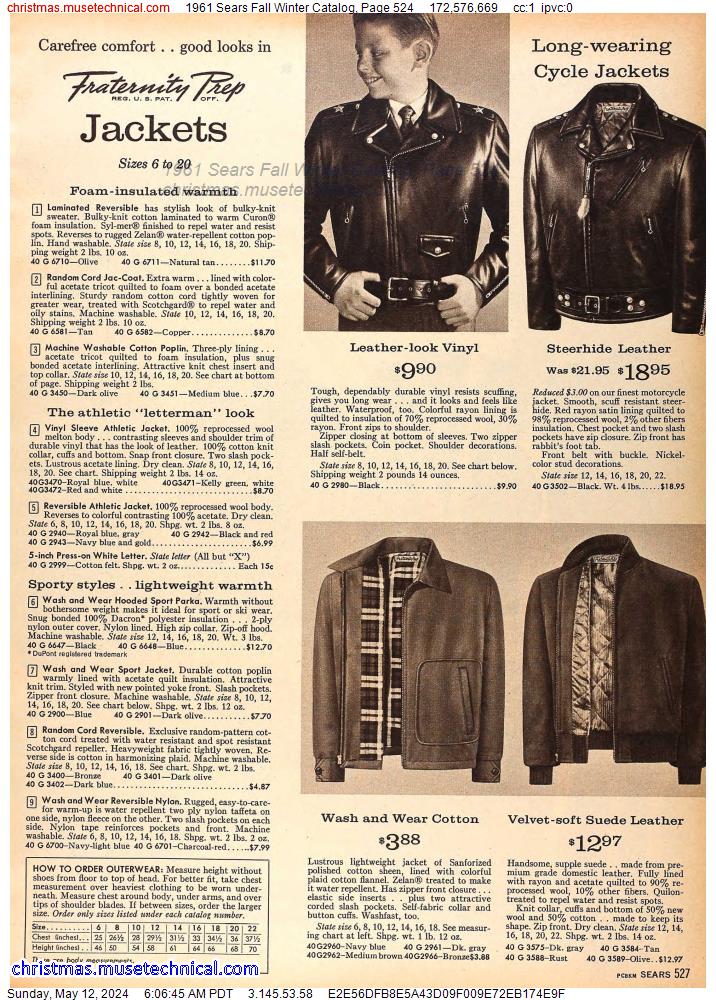 1961 Sears Fall Winter Catalog, Page 524