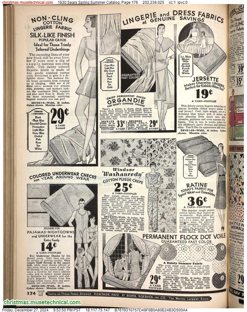 1930 Sears Spring Summer Catalog, Page 176