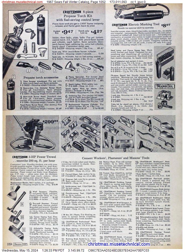 1967 Sears Fall Winter Catalog, Page 1052