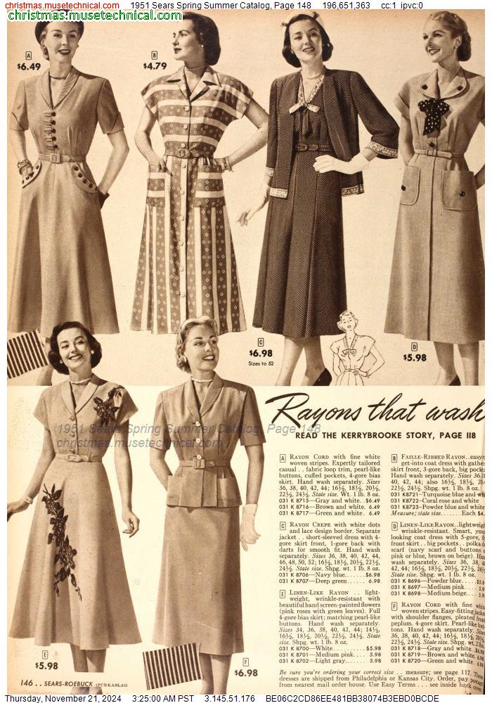 1951 Sears Spring Summer Catalog, Page 148