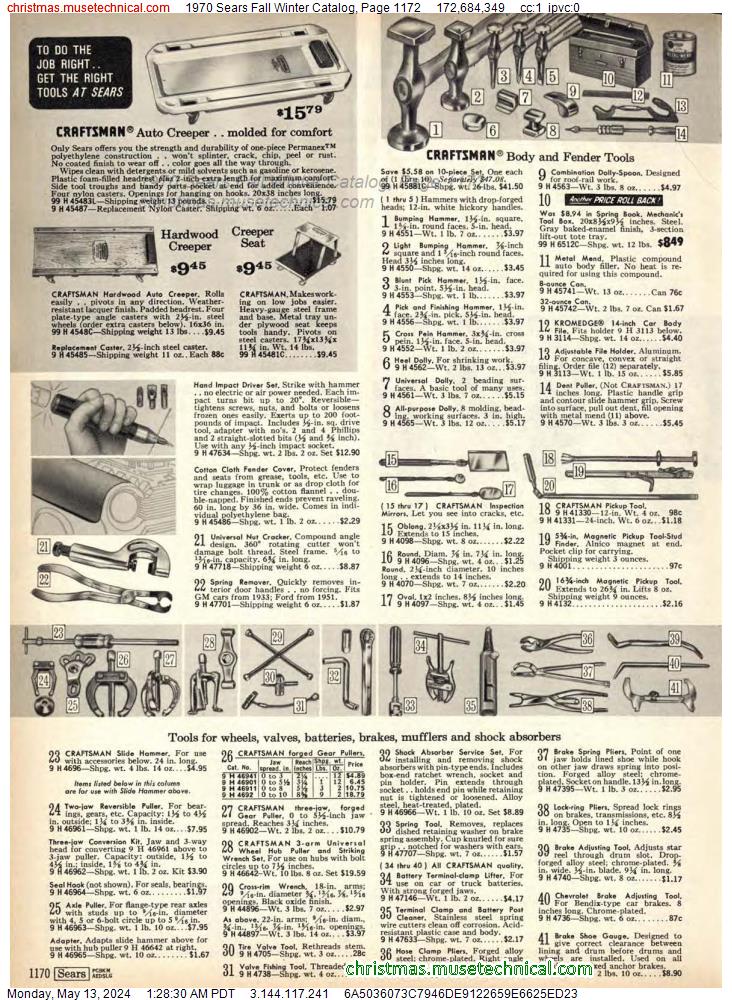 1970 Sears Fall Winter Catalog, Page 1172