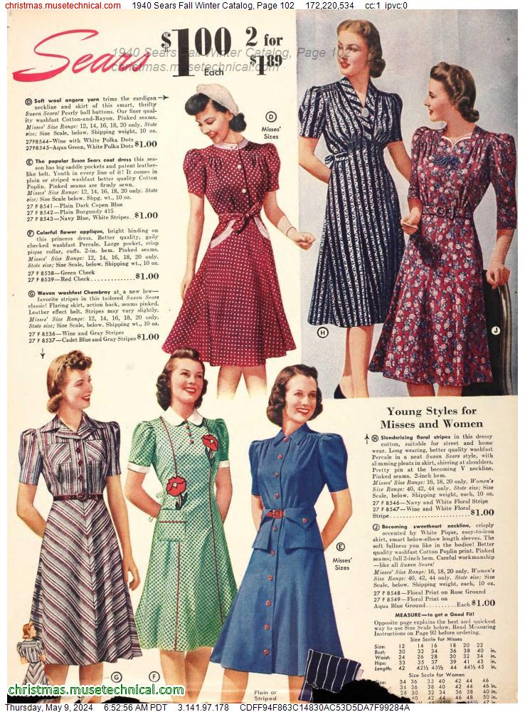 1940 Sears Fall Winter Catalog, Page 102