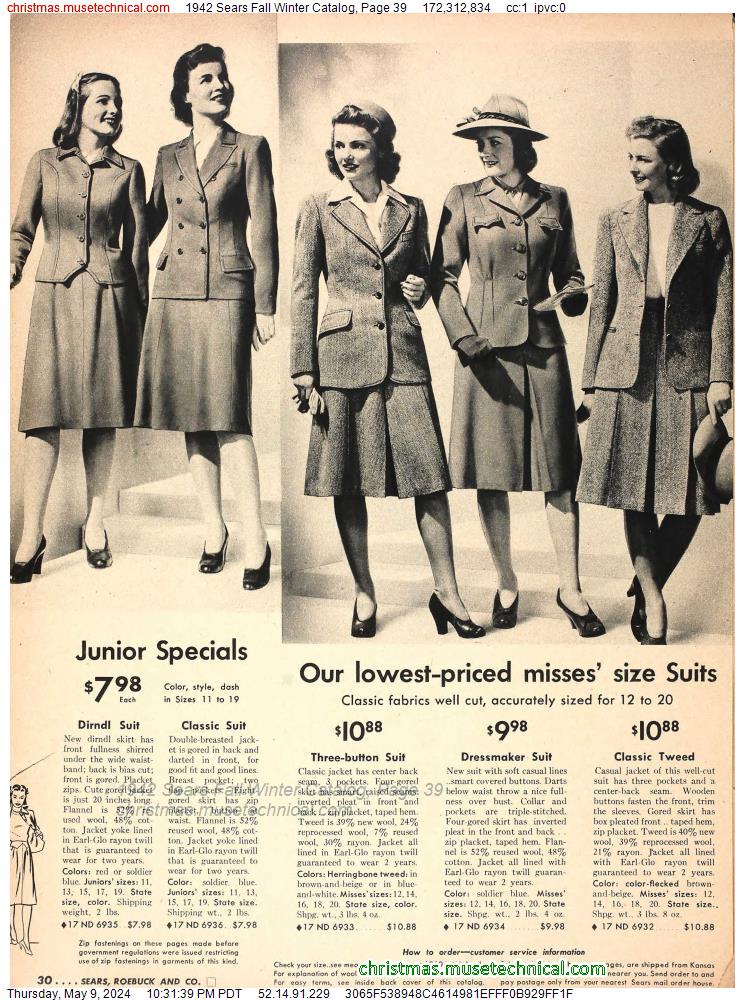 1942 Sears Fall Winter Catalog, Page 39