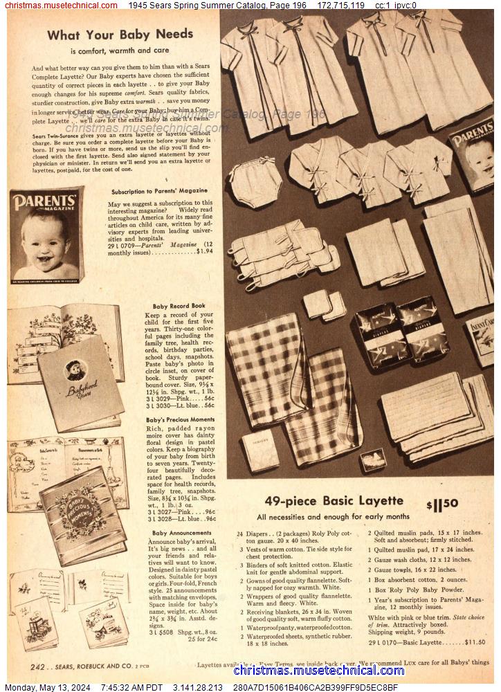 1945 Sears Spring Summer Catalog, Page 196