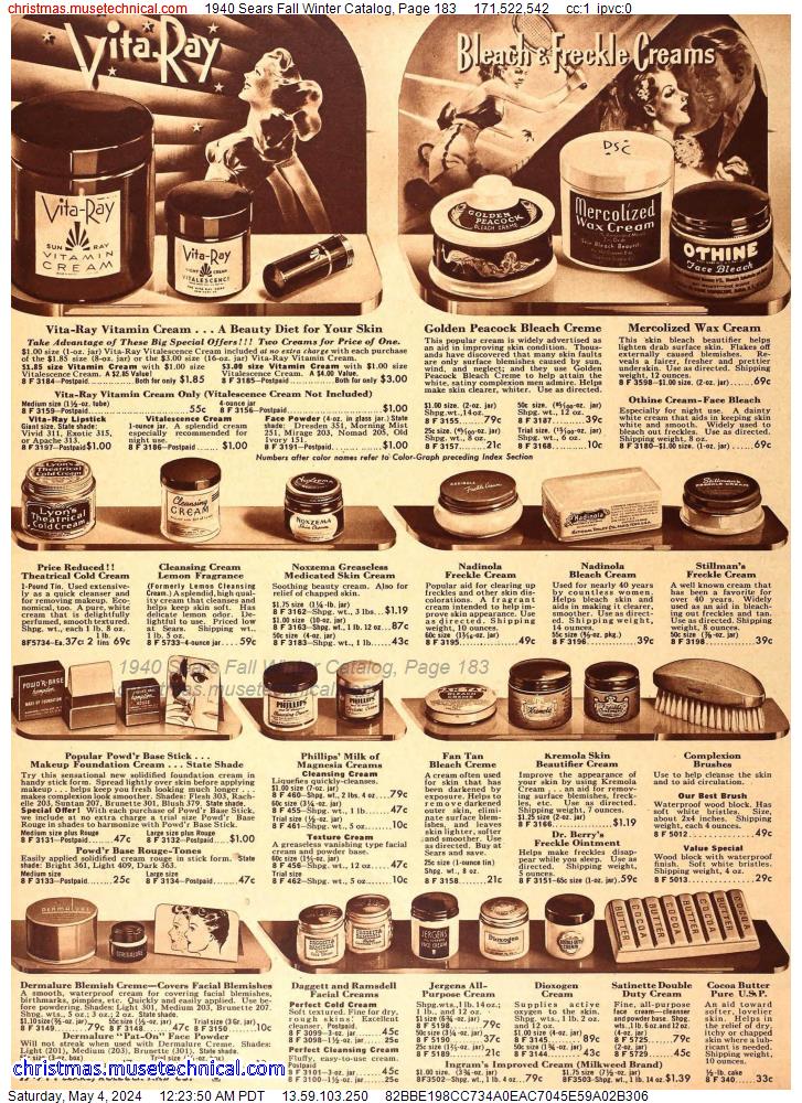 1940 Sears Fall Winter Catalog, Page 183
