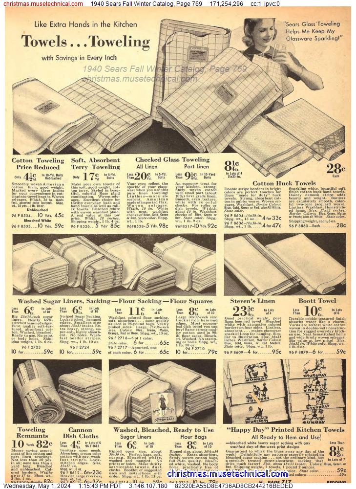 1940 Sears Fall Winter Catalog, Page 769