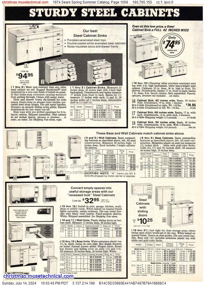 1974 Sears Spring Summer Catalog, Page 1058