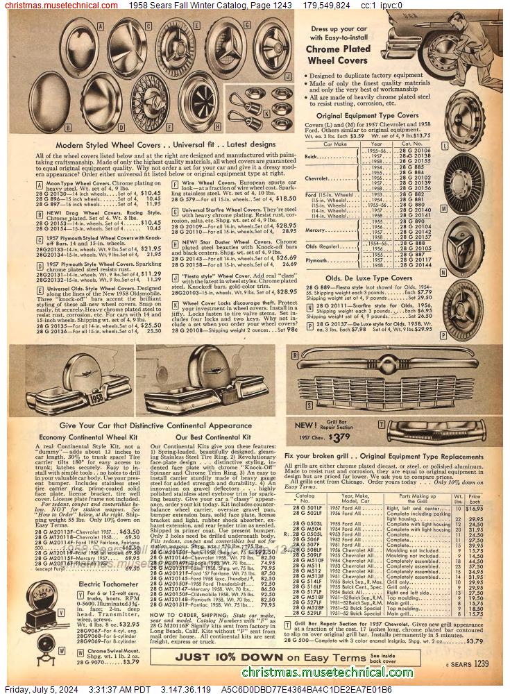1958 Sears Fall Winter Catalog, Page 1243