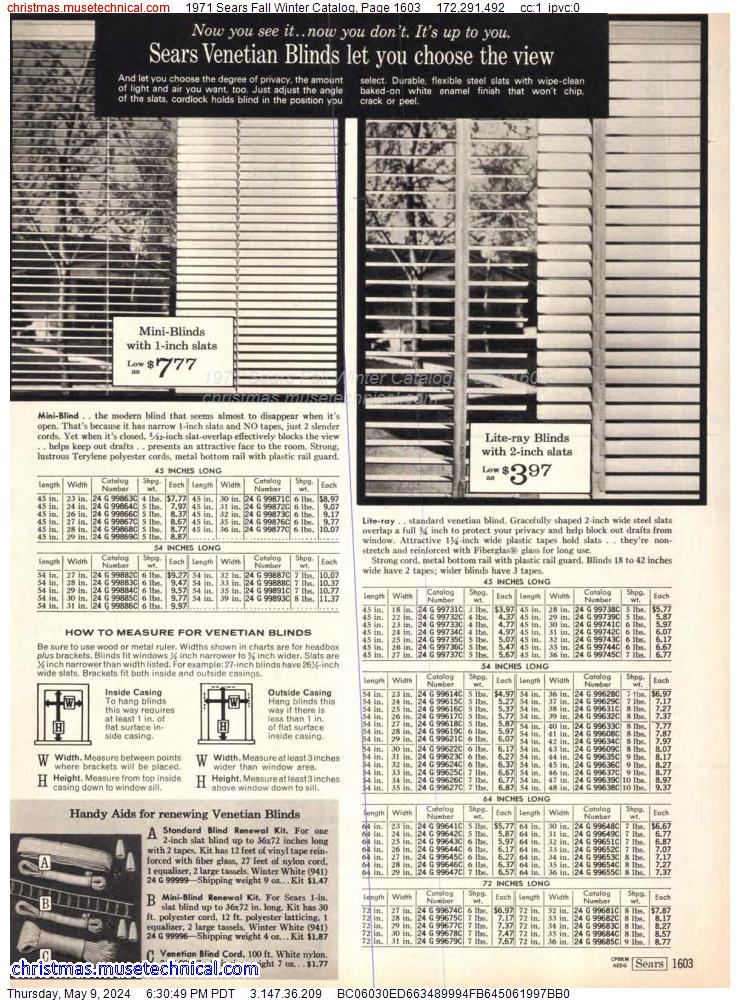 1971 Sears Fall Winter Catalog, Page 1603