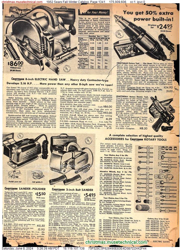 1952 Sears Fall Winter Catalog, Page 1341