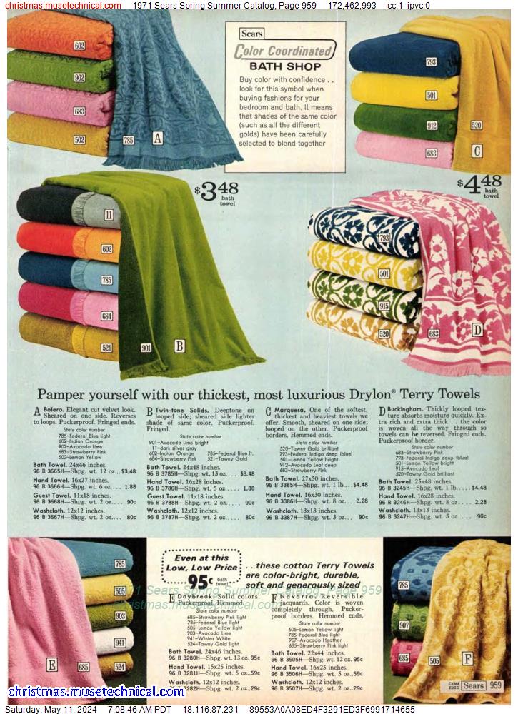 1971 Sears Spring Summer Catalog, Page 959