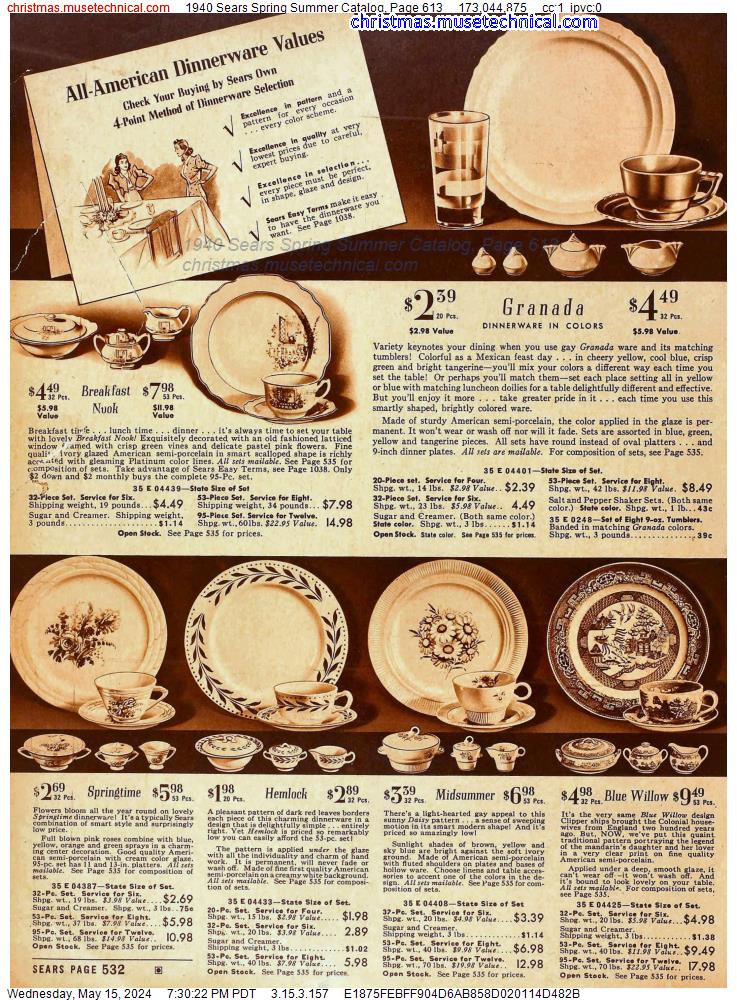 1940 Sears Spring Summer Catalog, Page 613