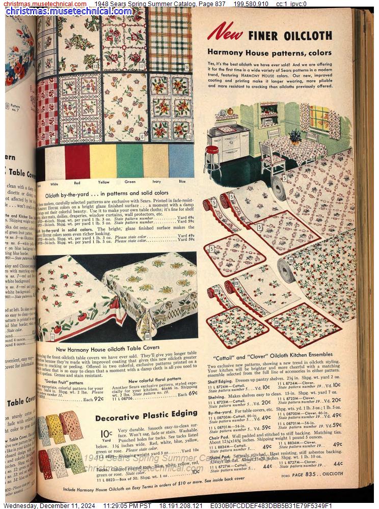 1948 Sears Spring Summer Catalog, Page 837